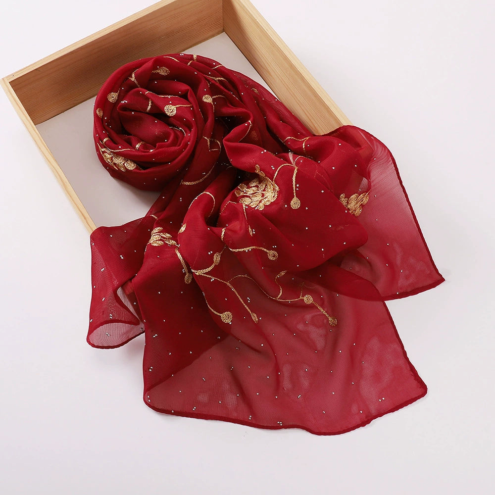 Hot Drilling Embroidered Hijab