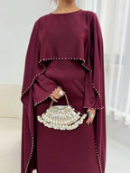 Studded Pearl Shawl Dress