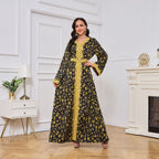Dark Gold Print Abayas