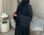 Jacquard Waist-Tied Dress Abaya with Hijab