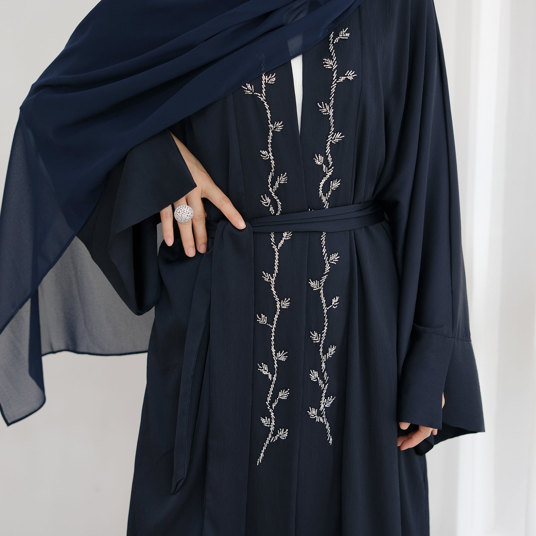 Exquisite Beaded Embroidered Cardigan Abaya