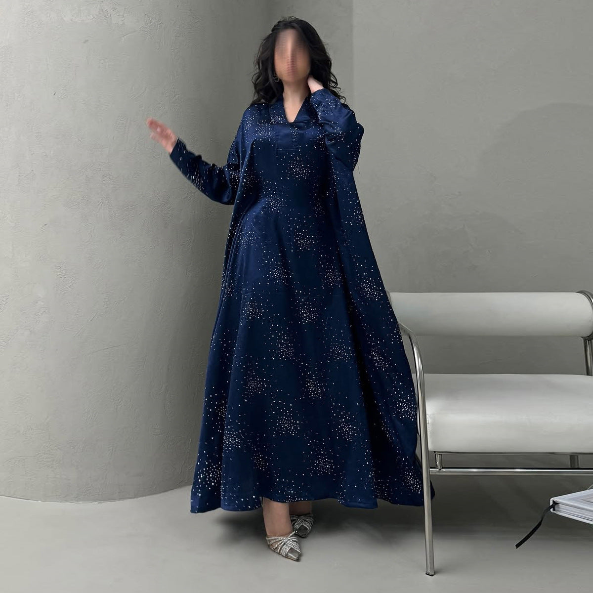 Solid Color Hot Stamping Abaya