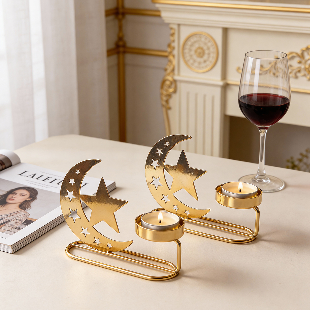 Ramadan Crescent Moon Star Tealight Holder