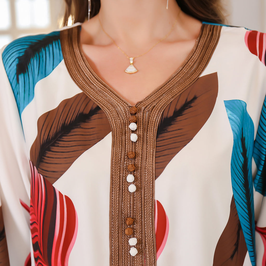 Long Sleeve Floral Abayas