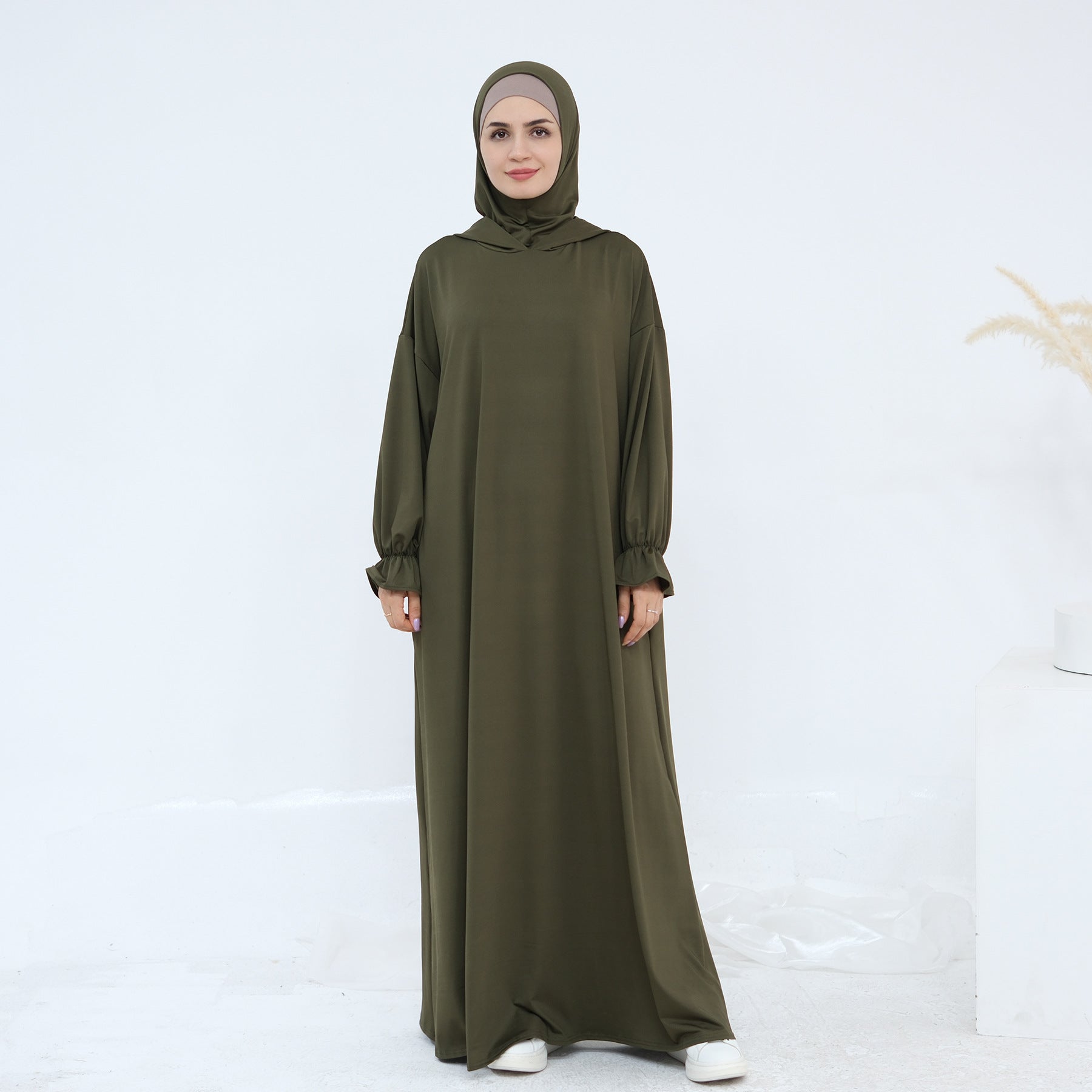 Solid Color Hooded Cape Abaya