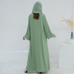 Green Embroidered Flower 2PCS Abaya