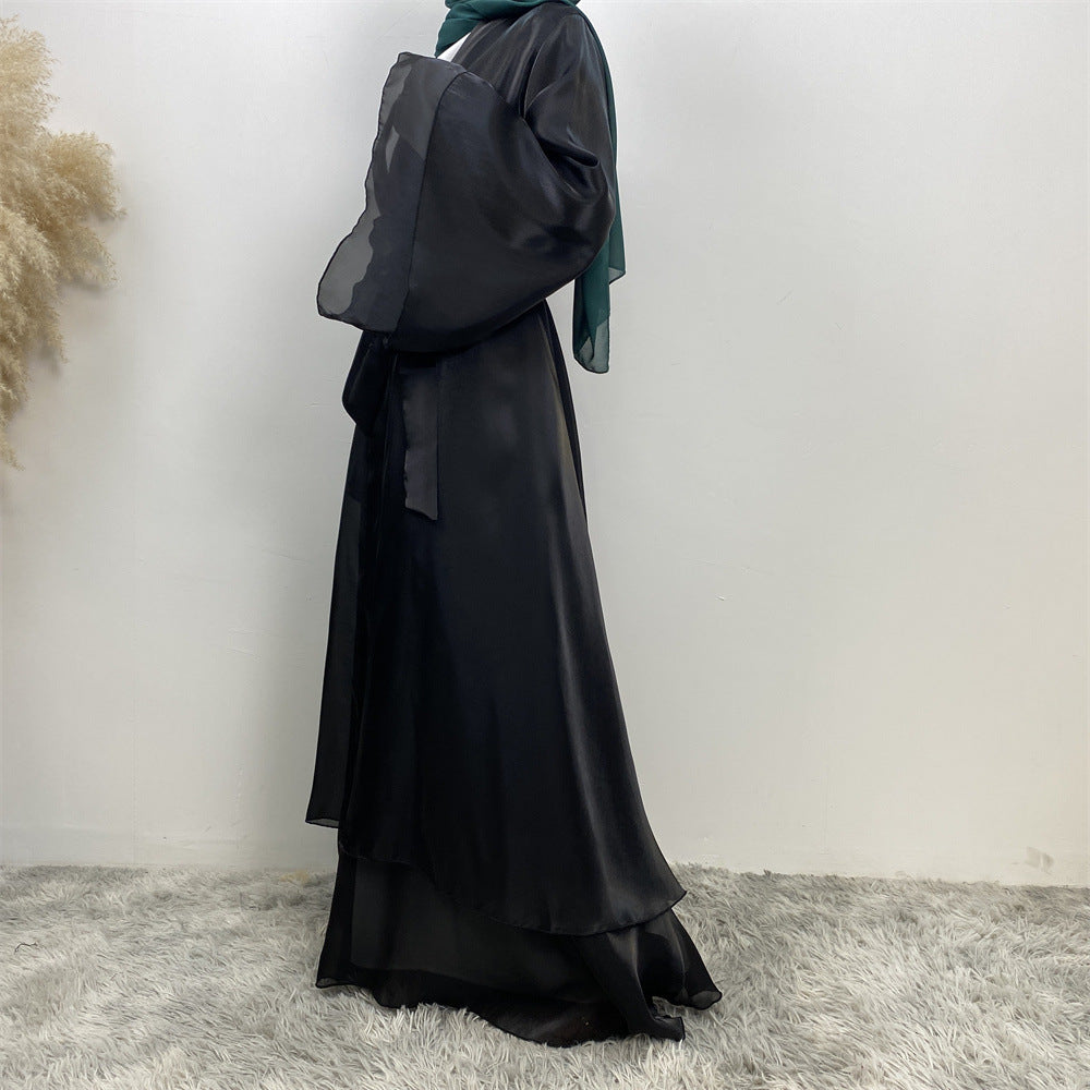 Shiny Satin Cardigan Abaya
