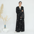 Bow Embroidery Open Abaya