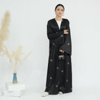 Bow Embroidery Open Abaya