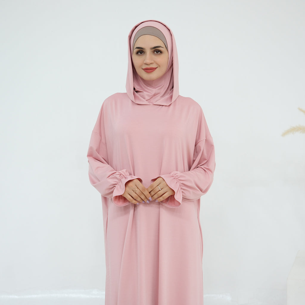 Solid Color Hooded Cape Abaya