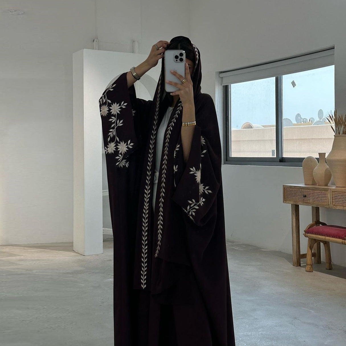 Embroidery Open Abaya