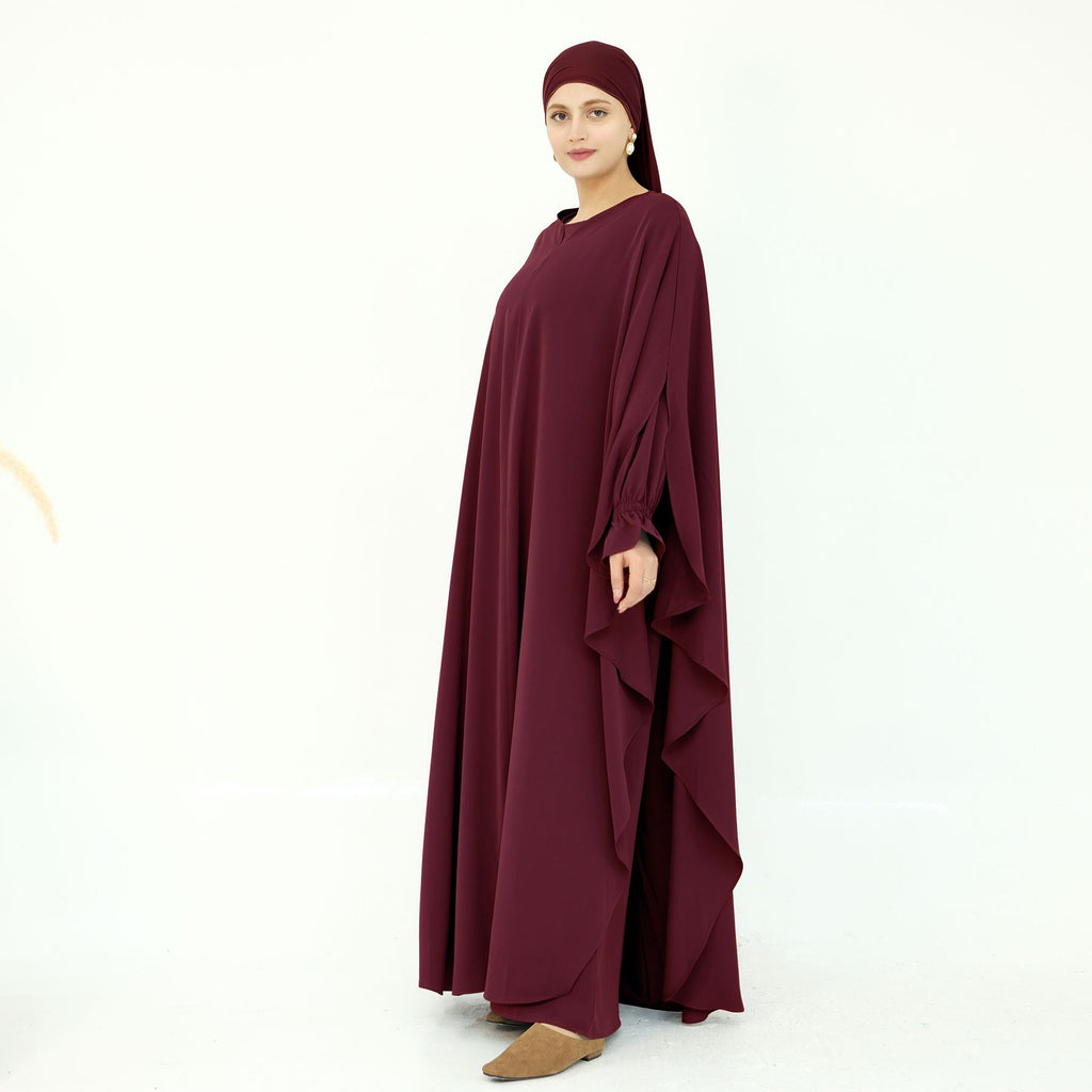 Solid Color Princess Sleeves Butterfly Abaya