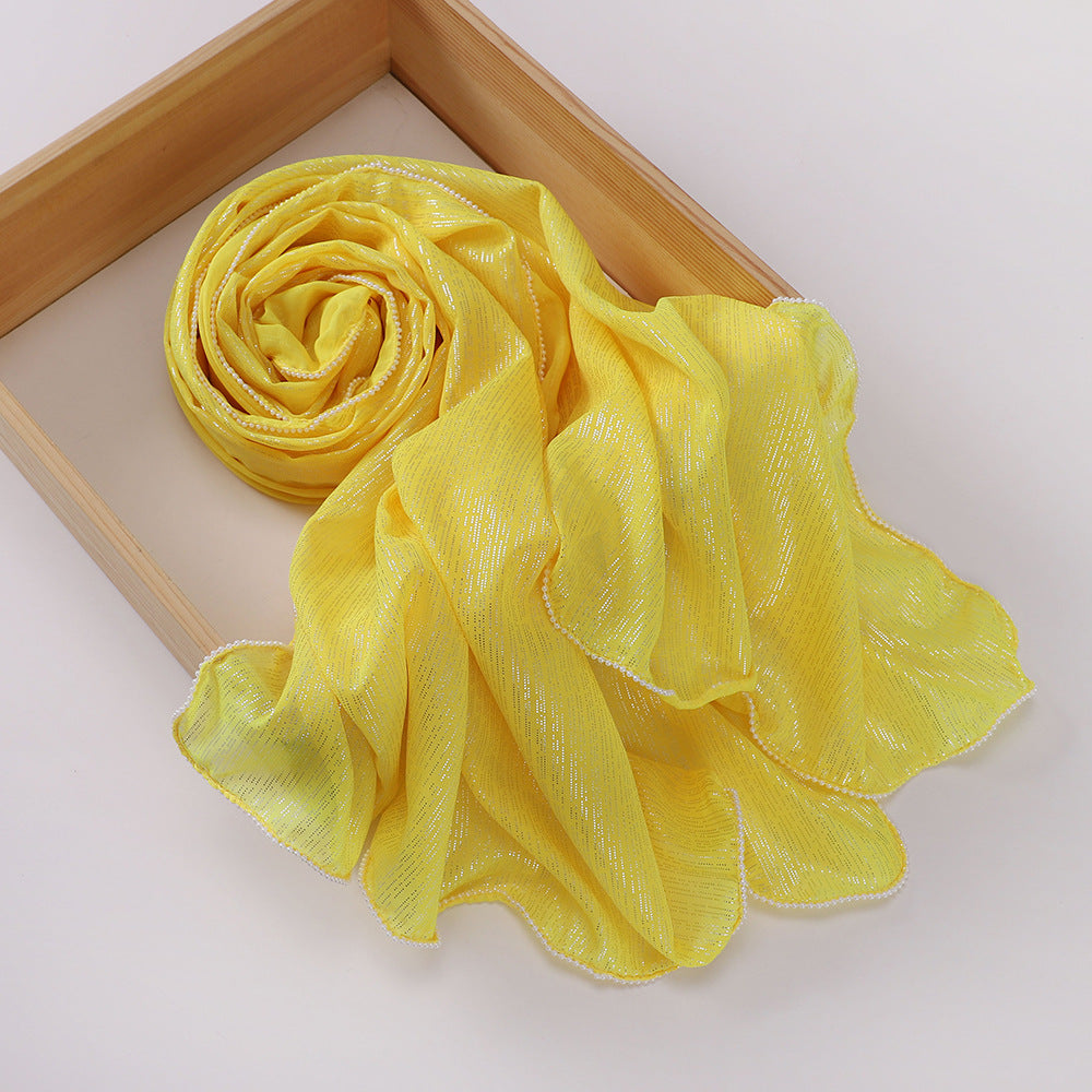 حجاب شيفون مطرز بخيوط فضية