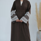 Open Abaya Embroidery Floral Dress