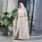 Pleated Fashion Leather Button Abaya