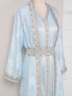 Fresh Lace Blue & Pink Abaya 3 Piece Set