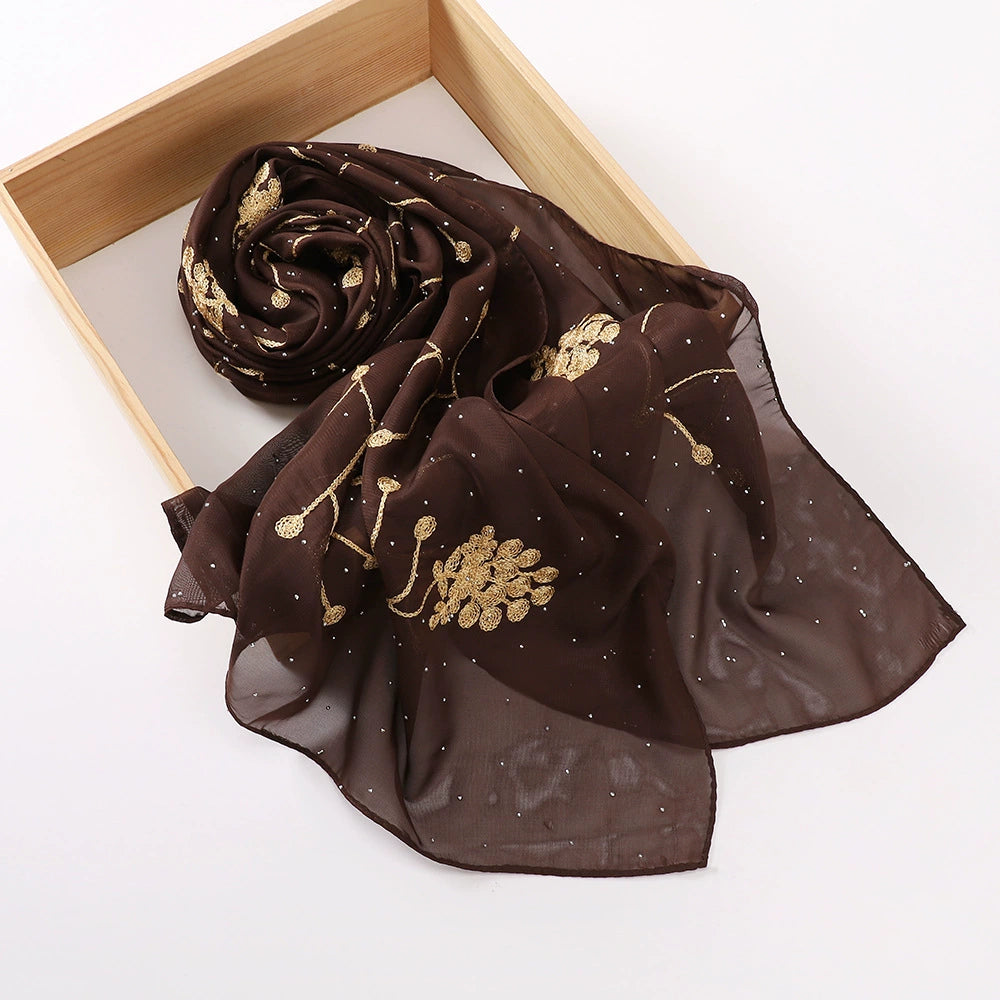 Hot Drilling Embroidered Hijab