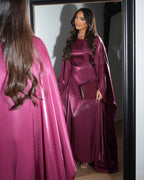 Shiny Silk Satin Waist Abaya