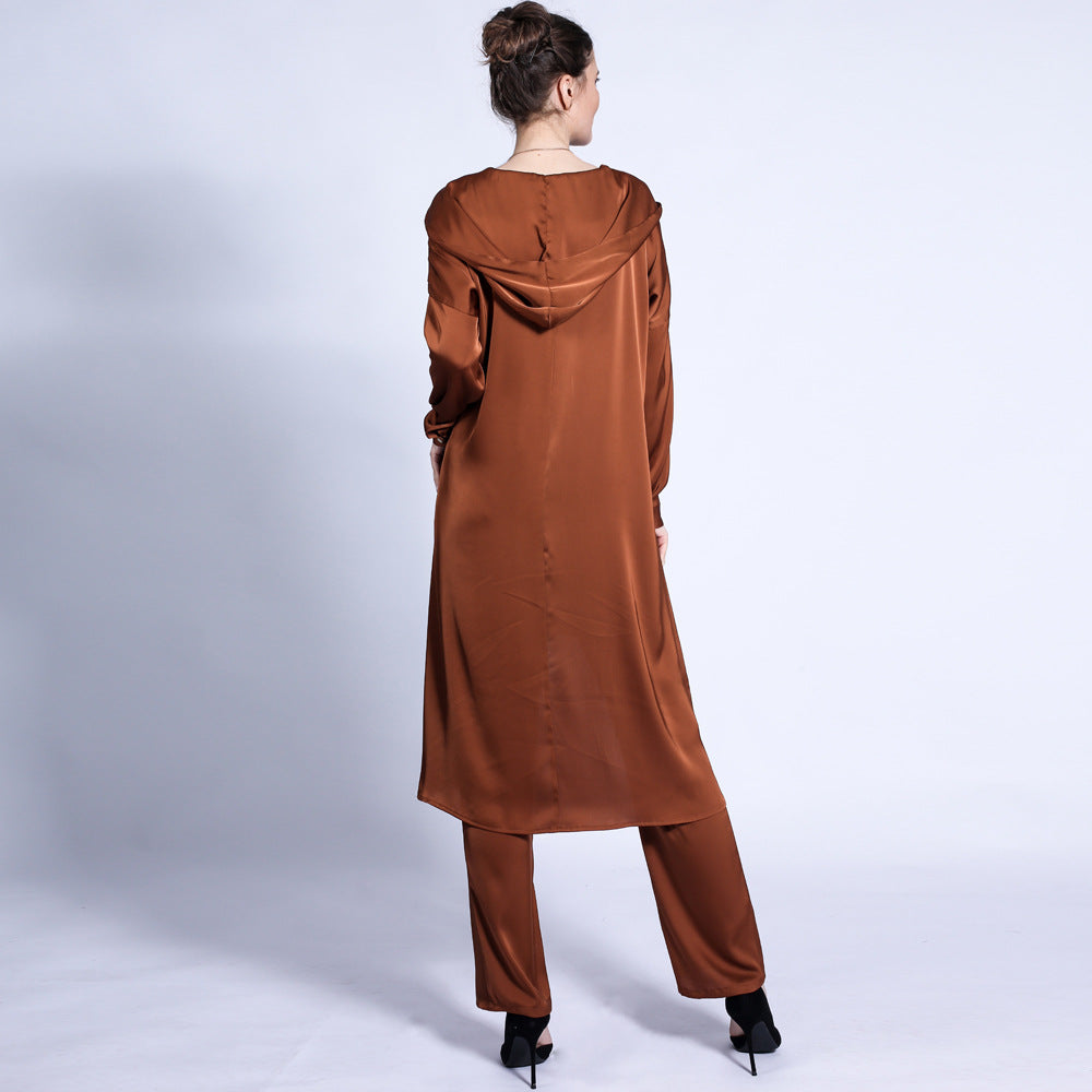 2 Pcs Solid Color with Hat Abaya Set