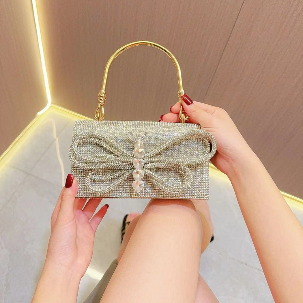 Rhinestone Bow Tote Dinner Handbag