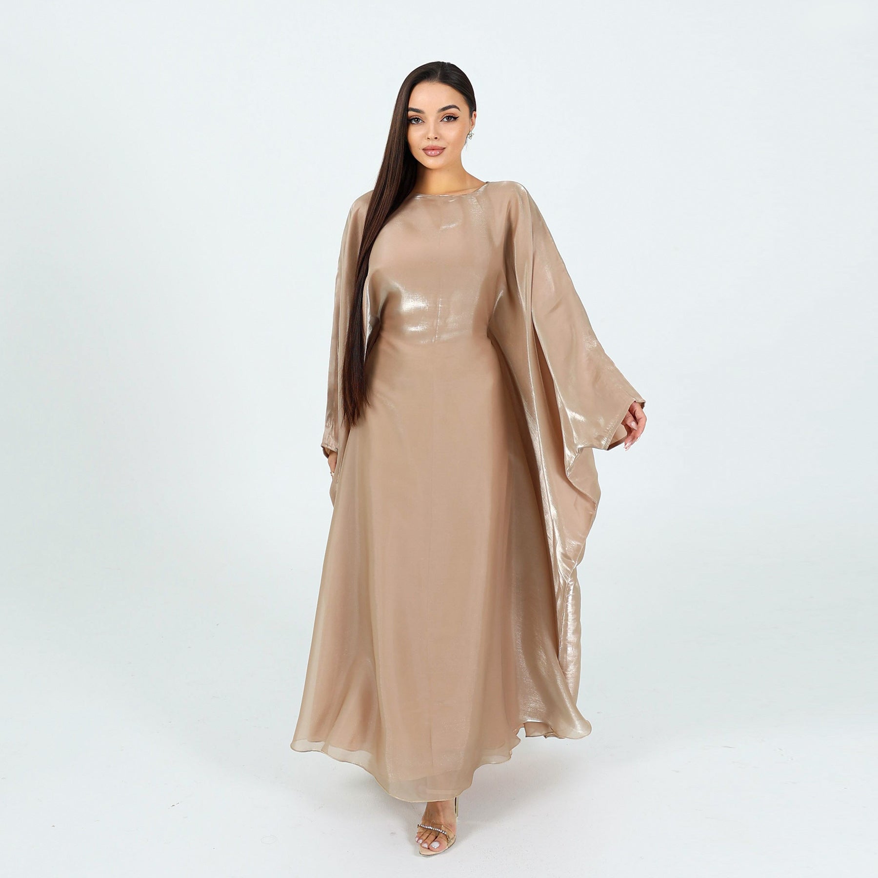Shining Solid Color Dress Abaya