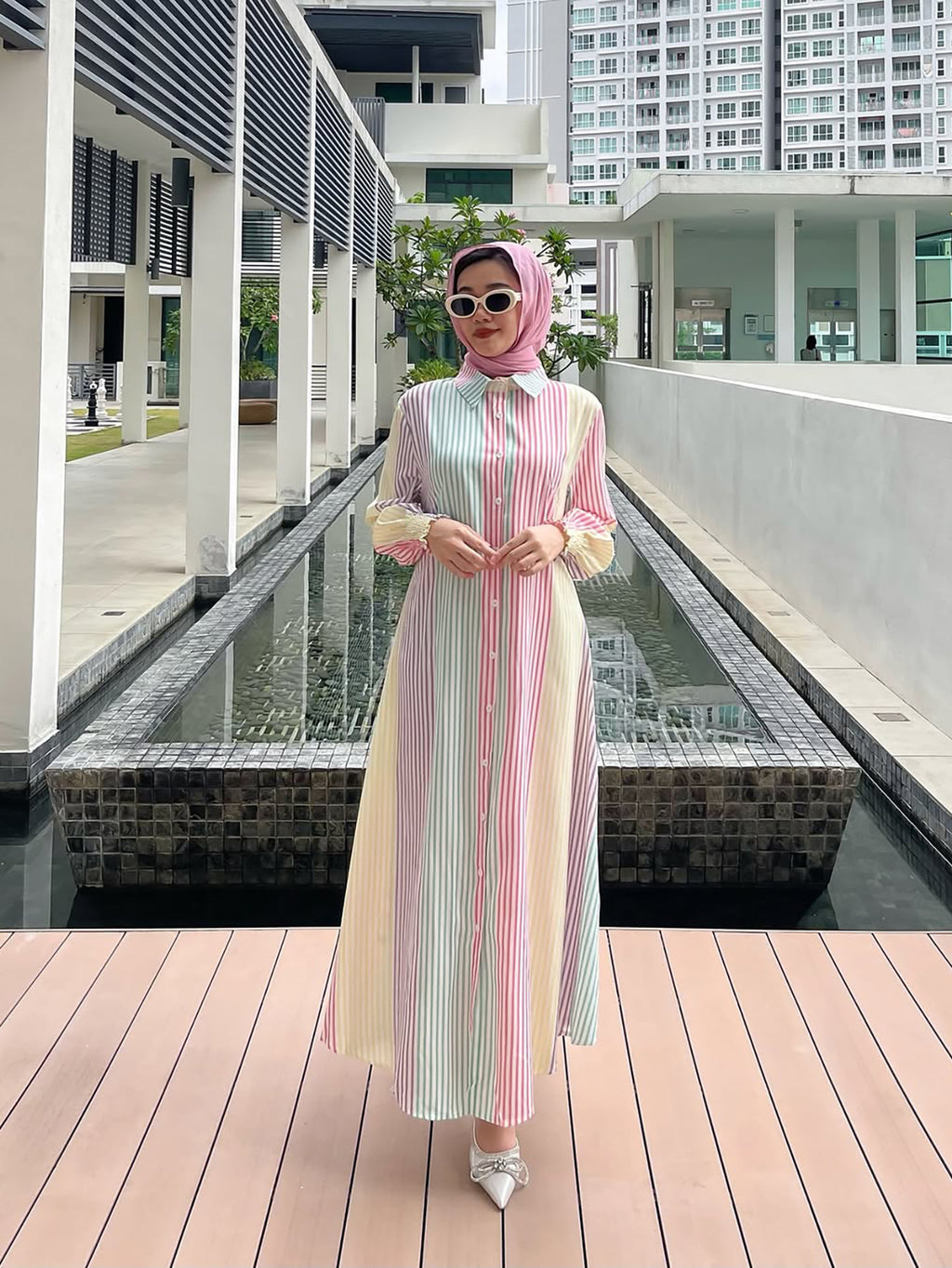 Colorful Striped Abaya
