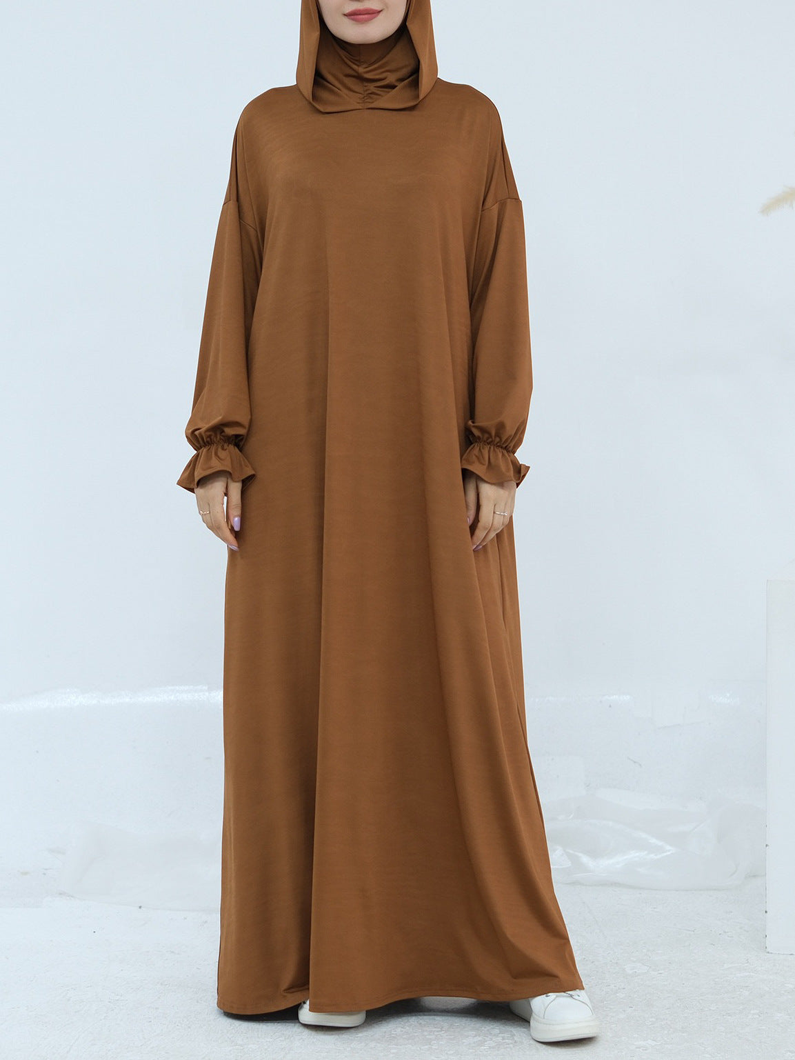 Solid Color Hooded Abaya