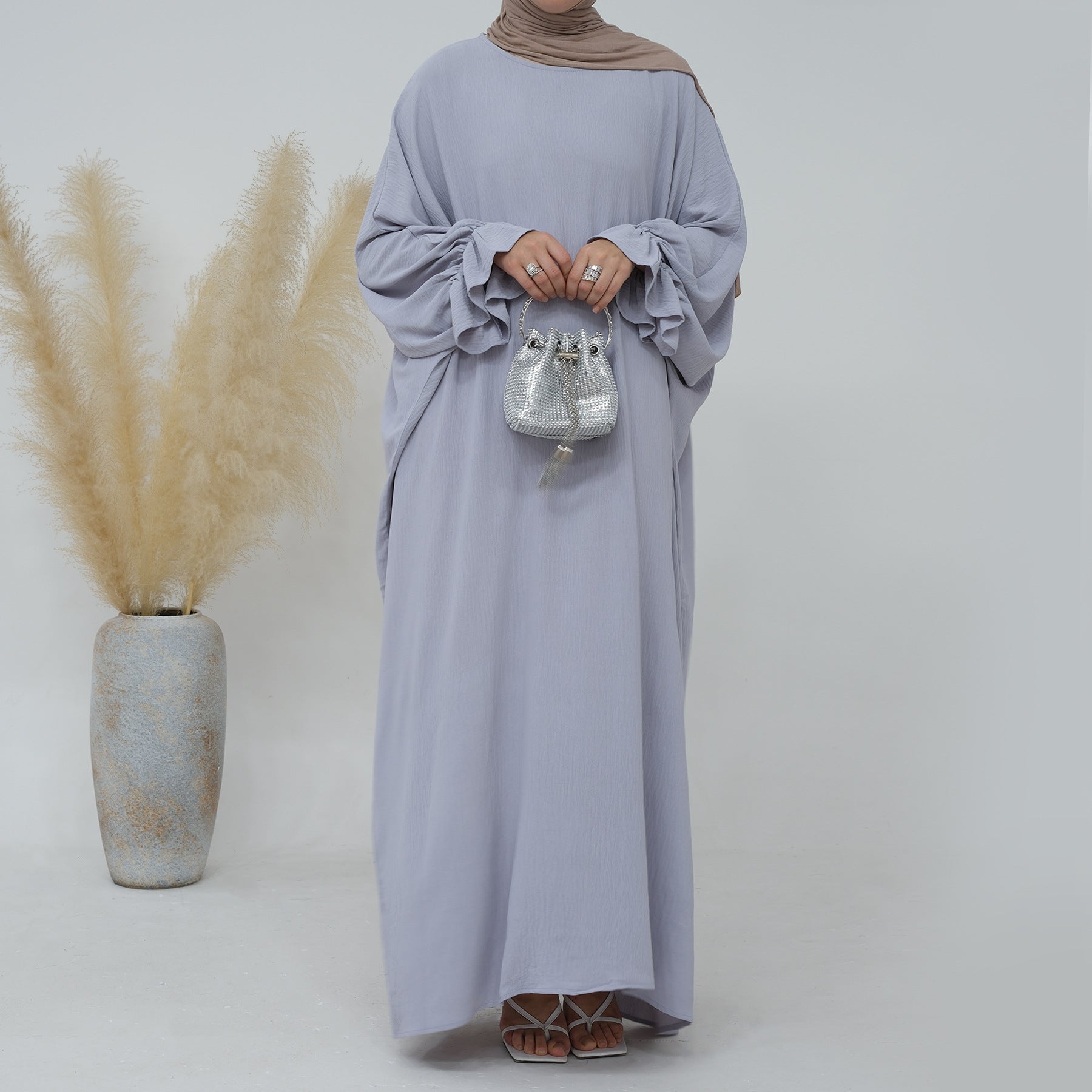 Solid Color Lantern Dress Abaya