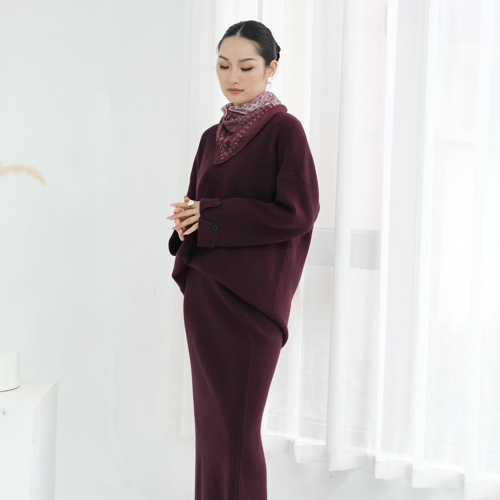 Autumn and Winter Thickened Knitted Abaya Set