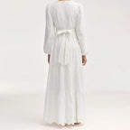 White Embroidered Floral Dress Abaya