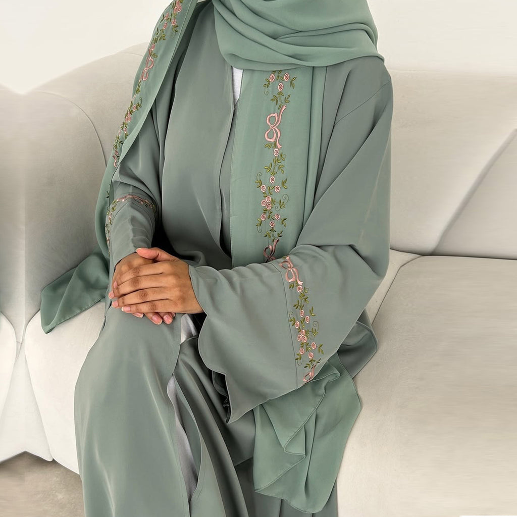 Front Open Abaya with Hijab