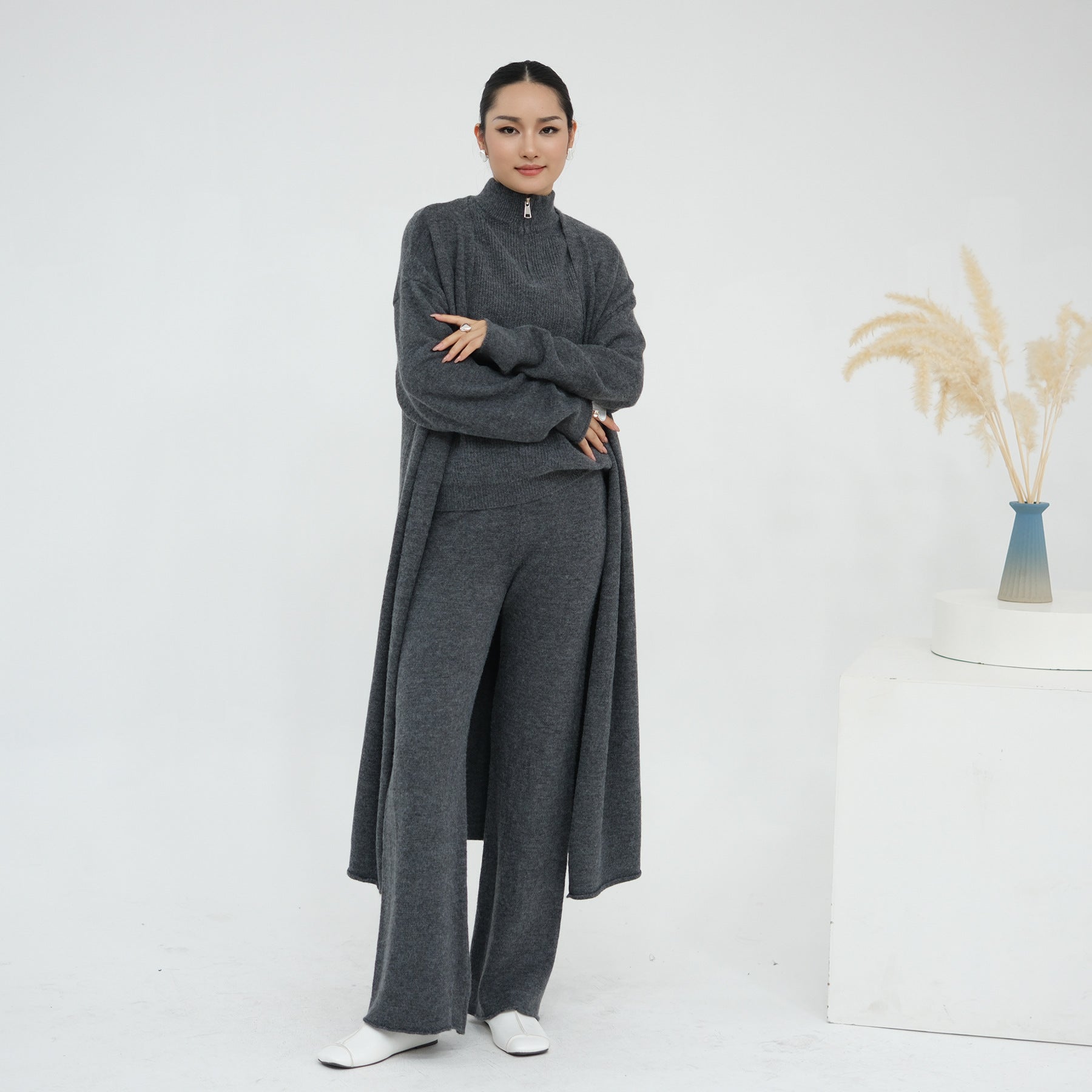 3 Pcs Knitted Solid Color Set