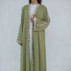 Flower Embroidered Cardigan Abaya