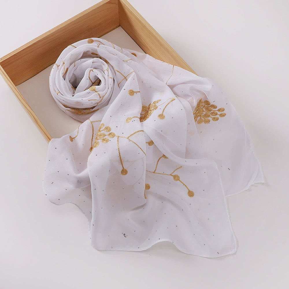 Hot Drilling Embroidered Hijab