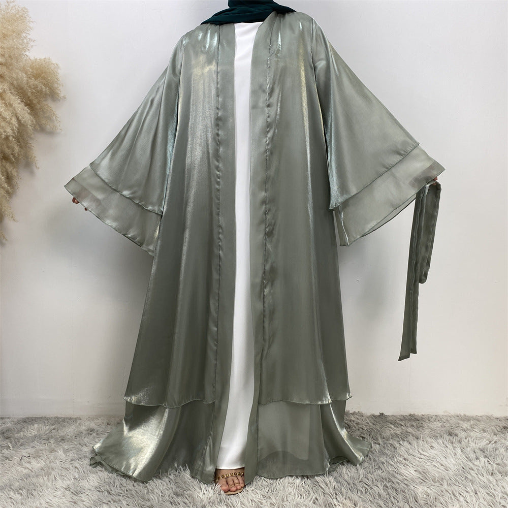 Shiny Satin Cardigan Abaya