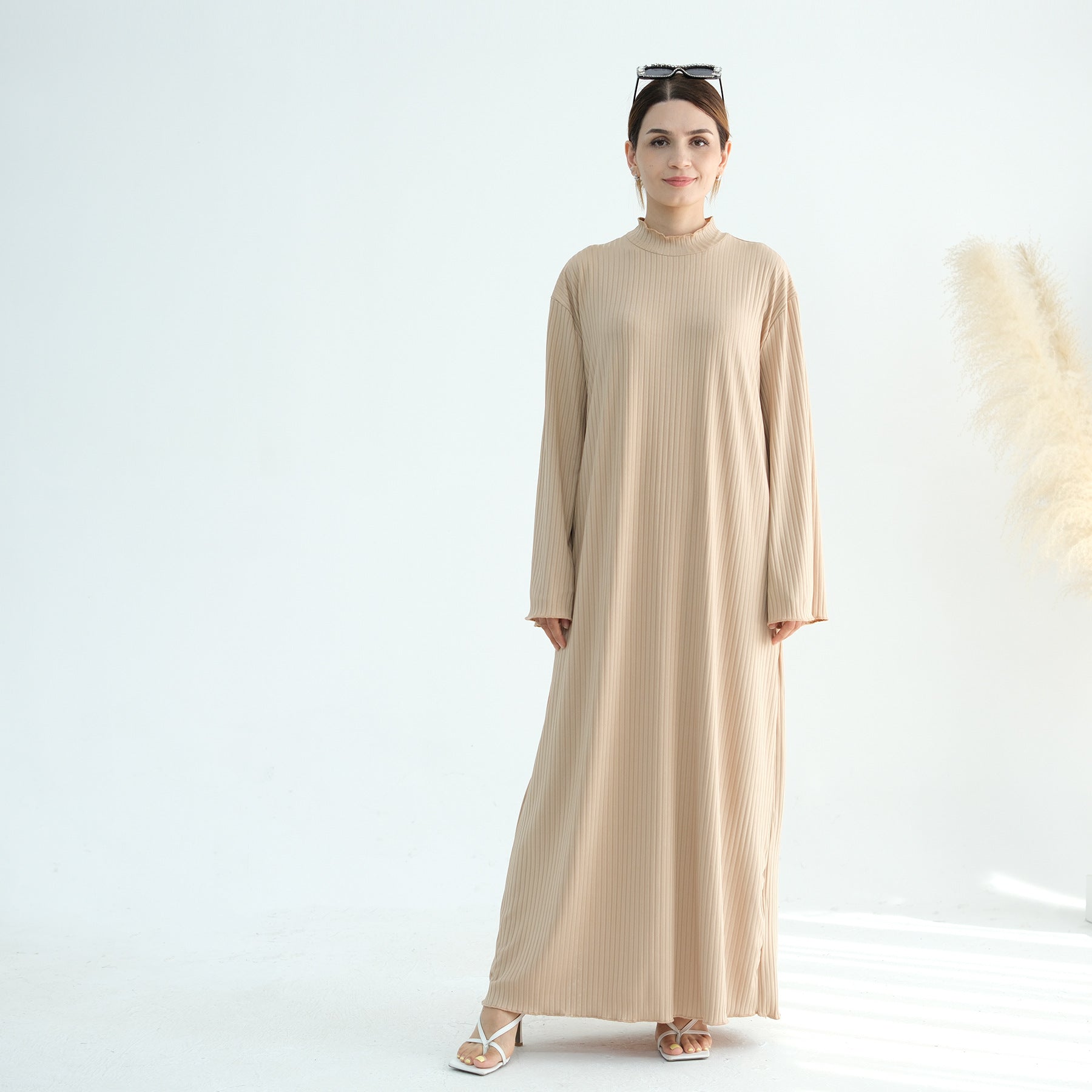 Multicolor Standing Collar Dress