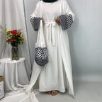 Embroidered Cuff Abaya with Bag