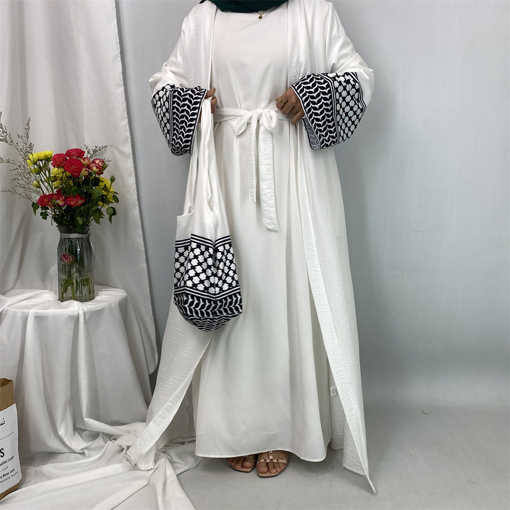 Embroidered Cuff Abaya with Bag