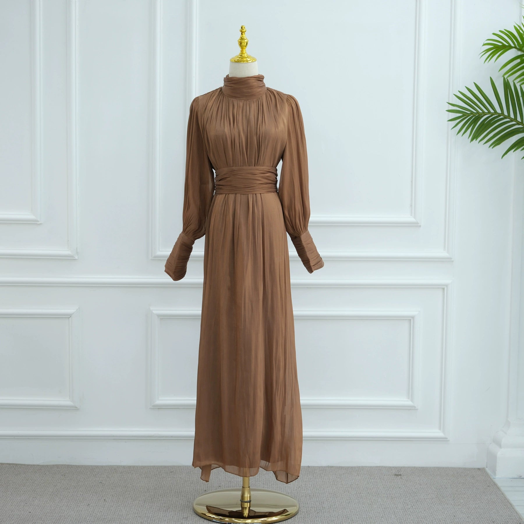 Solid Color Cuffed Sleeve Abaya