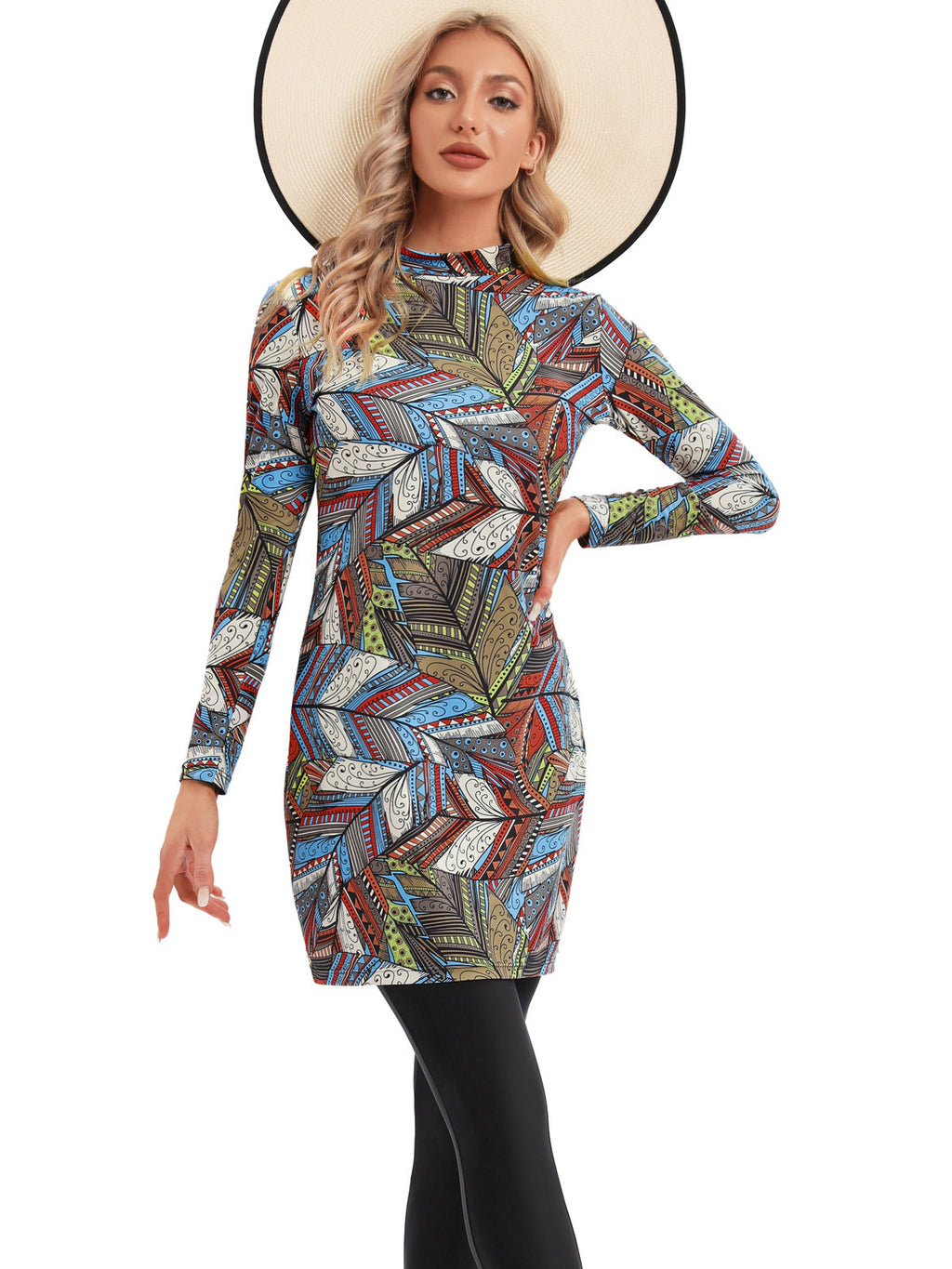 Color Block Patterned Swimsuit