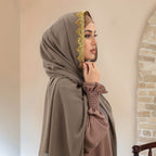 Golden Crown Chiffon Long Scarf for Women
