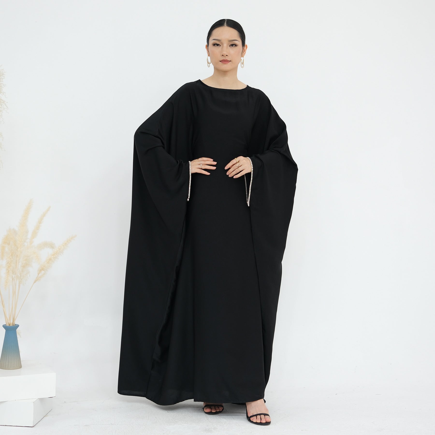 Fashion Satin  Butterfly Abaya