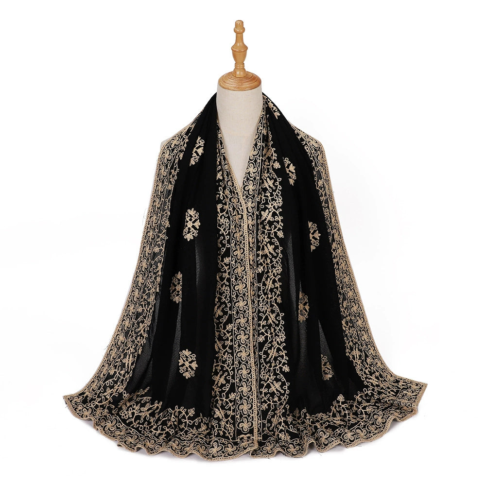 Black Embroidered Hijab