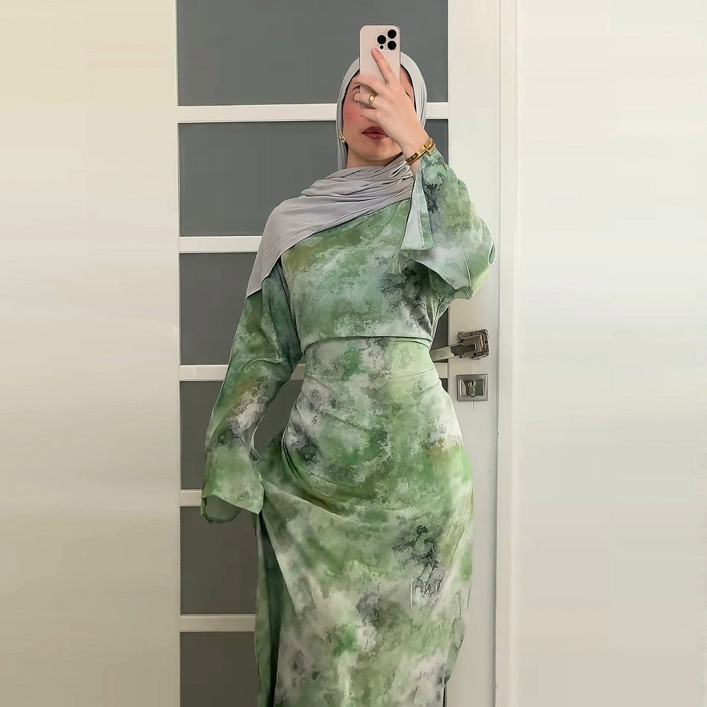 Printed Simple Dress Abaya