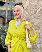 Yellow V-neck Minimalist Dress