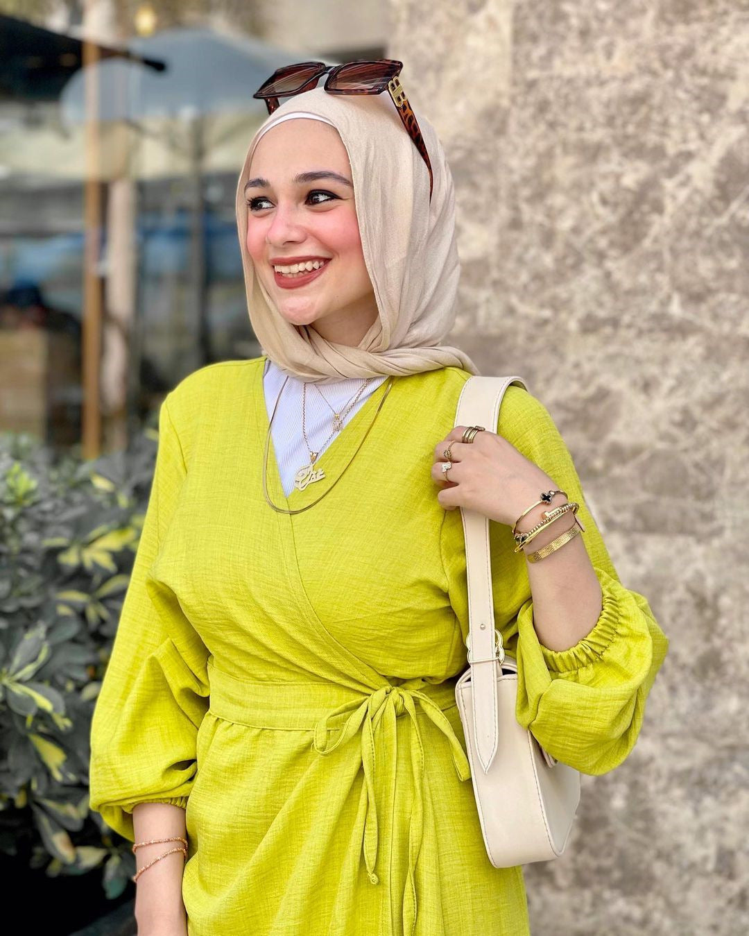 Yellow V-neck Minimalist Dress