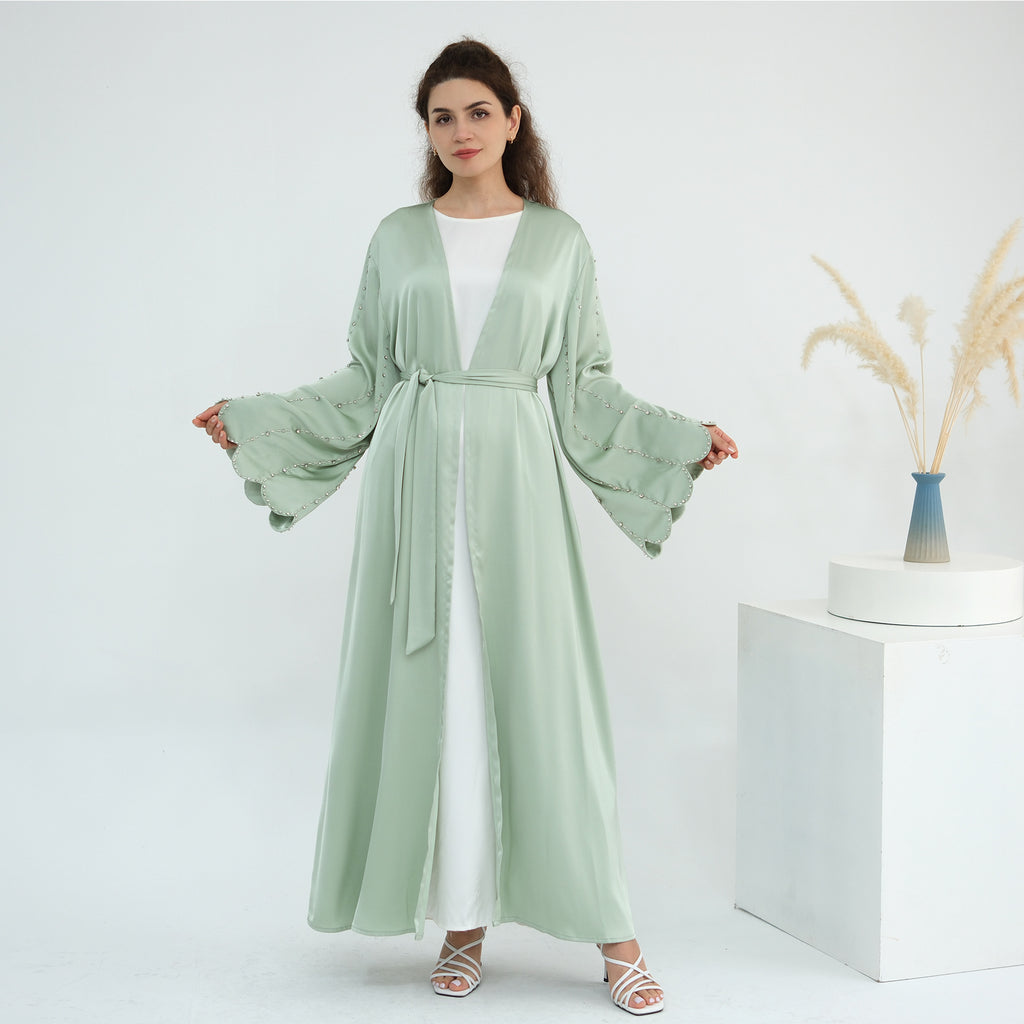 Luxurious Hand-embroidered Beaded Open-front Abaya