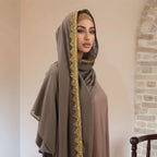 Golden Crown Chiffon Long Scarf for Women