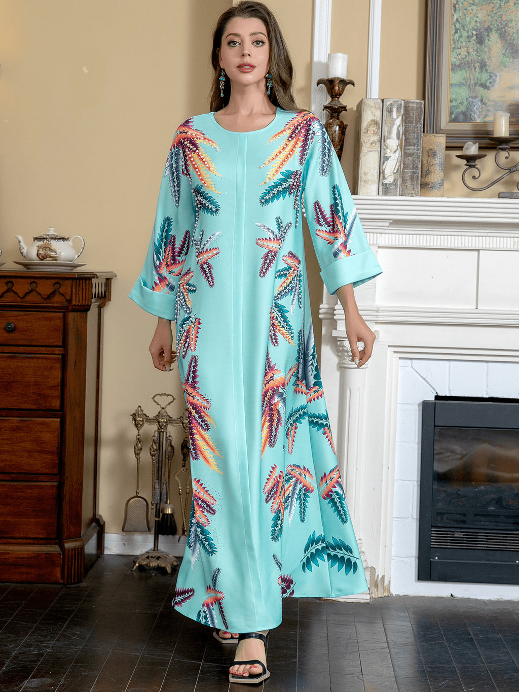 Printed Fashion Bubble Bead Kaftan