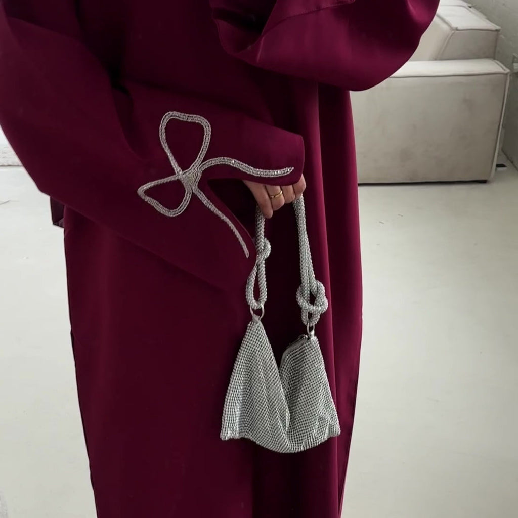 Luxurious Sequin Bow Abaya Dress